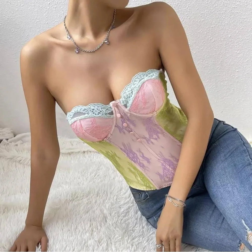 Like new Fashion Nova Rainbow Corset top size Large - Picture 1 of 5